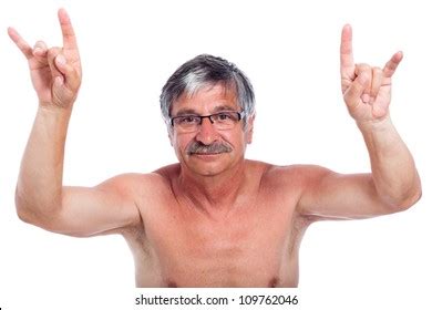 Naked Middle Aged Man Rebel Gesturing Stockfoto Shutterstock