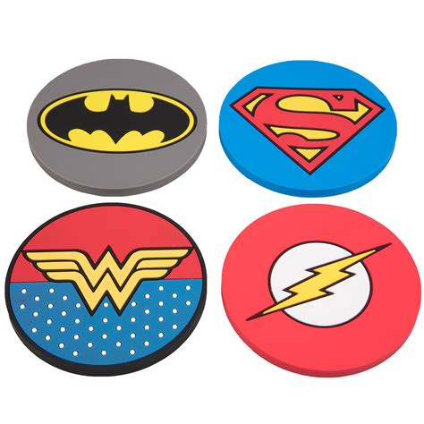 Justice League Super Hero Coasters Set Of 4 Batman Superman Wonder