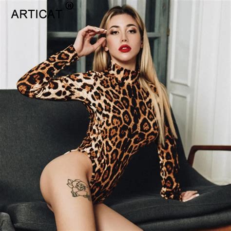Aliexpress Com Buy Articat Leopard Print Sexy Bodysuit For Women Long