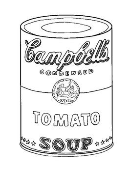 Warhol Soup Can Coloring Page By Oakley S Art Class TPT