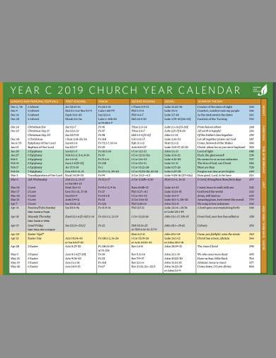 12 Church Calendar Templates In Pdf Doc