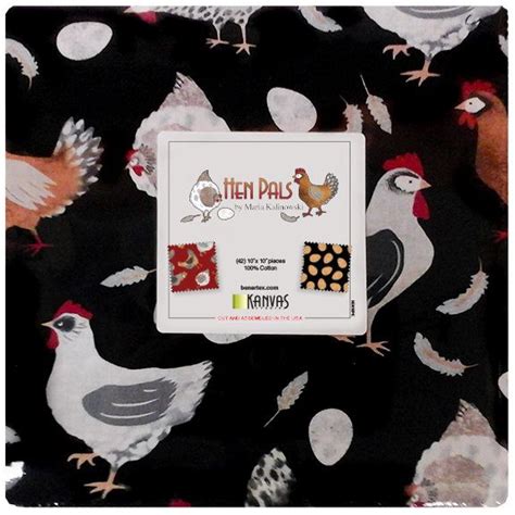 Chickens Hens Layer Cake Fabric 42 10 Inch Quilting Squares 100
