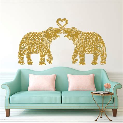 Elephant Wall Decal Vinyl Stickers Floral Patterns Yoga Decals Etsy