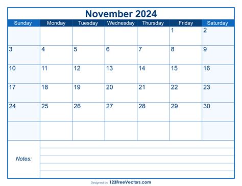 Free Free Printable November 2024 Calendar