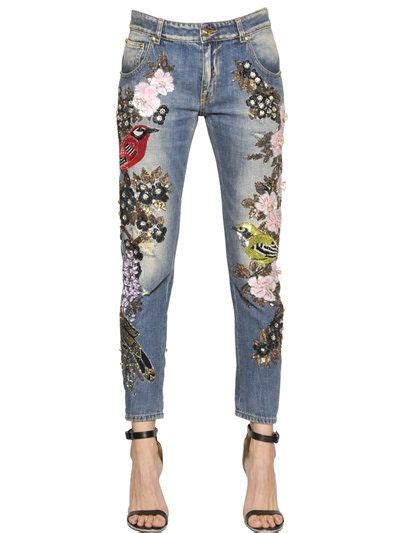 Couture Embellished Cotton Denim Jeans More Denim Jeans Sequin Jeans Torn Jeans Embellished