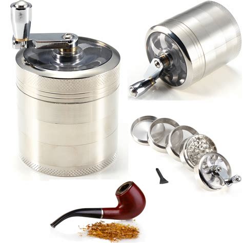 2 2 55mm 5 layers tobacco grinder herb spice crusher hand muller crank silver ebay