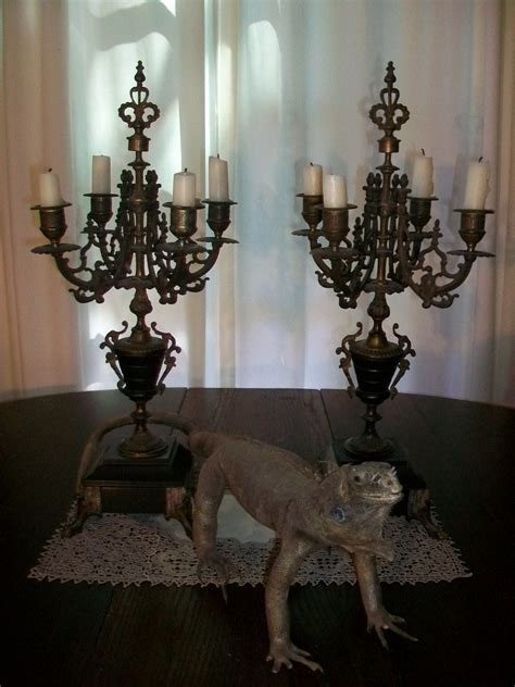 Bring a touch of opulence to your space with the addition of a luxury candelabra. Vintage Gothic Candelabra Pair 1800s Victorian Candle ...