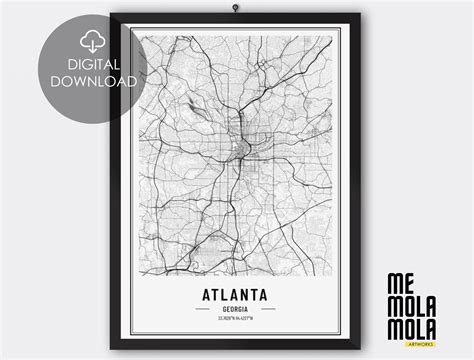 Atlanta Georgia Map Print Atlanta Print Atlanta Poster Etsy