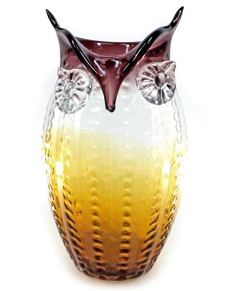 Lot Murano Style Art Glass Owl Vase