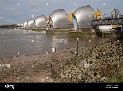 Thames Barrier Annual Test Of Flood Defence Gates Stock Photo Alamy