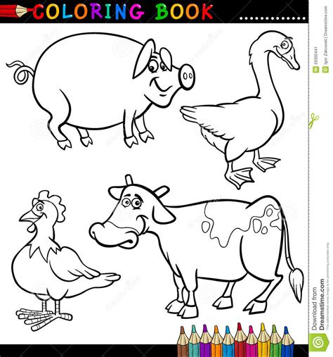Download Cartoon Farm Animals For Coloring Book Stock Vector - Illustration of chicken, humor: 29300441