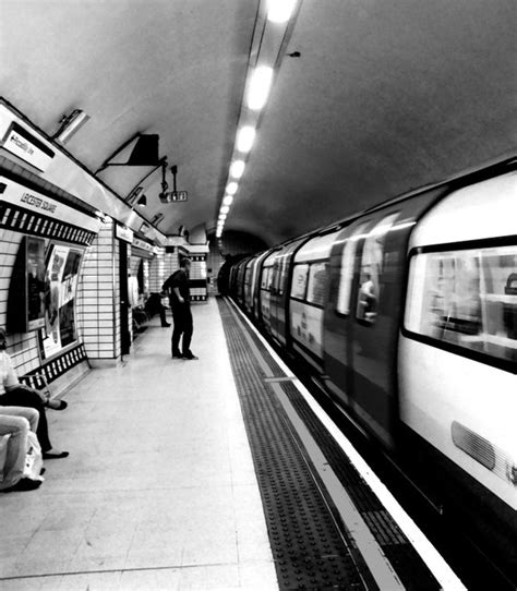 London Underground Station 8 X 8 Black And White Metallic Print