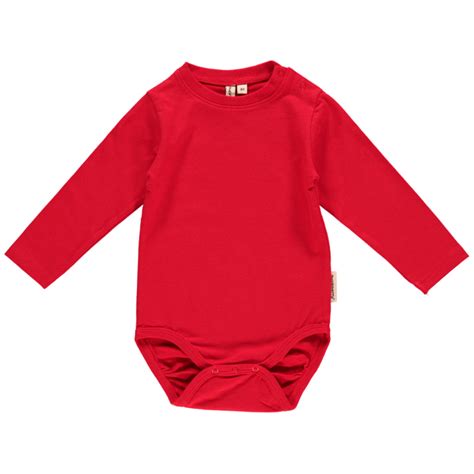 Maxomorra Bright Red Unisex Long Sleeve Baby Vest