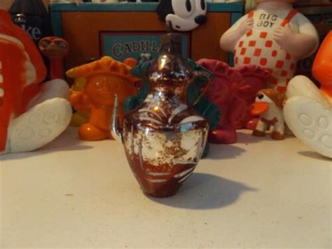 Vintage Blown Glass Mercury Glass Teapot Christmas Ornament W Paint Mica Ebay