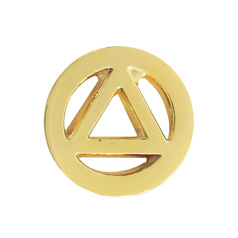 Alcoholics Anonymous Aa Symbol Sobriety Circle And Triangle Gilt Pin