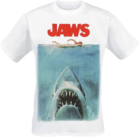 Jaws Mens Poster T Shirt White Uk Clothing