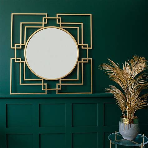 Gold Deco Square Mirror Art Deco Living Room Art Deco Bedroom Art