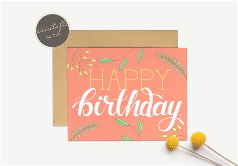Printable Happy Birthday Card Etsy Uk