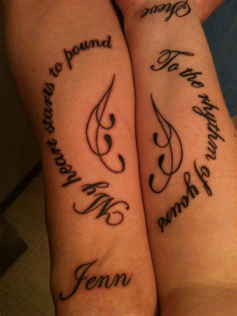 It mixes abstract and realist styles. Adorable Lettering Matching Couple Tattoo On Forearm ...