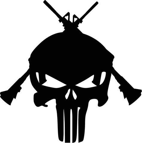 Punisher Human Skull Symbolism Stencil Art Silhouette Guns