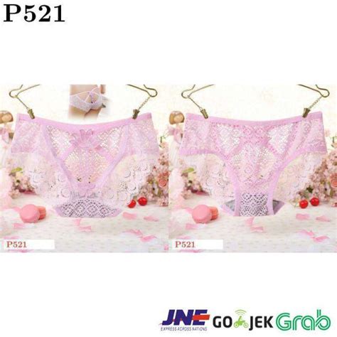 jual p521 celana dalam panties hipster pink transparan bunga belakang di seller