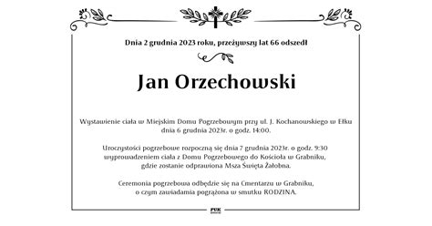 Jan Orzechowski Nekrolog I Kondolencje Zakład Usług Pogrzebowych