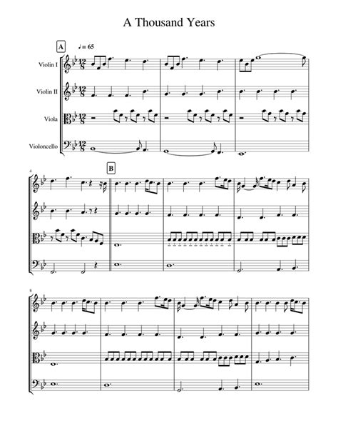 A Thousand Years Sheet Music For Violin Viola Cello Download Free