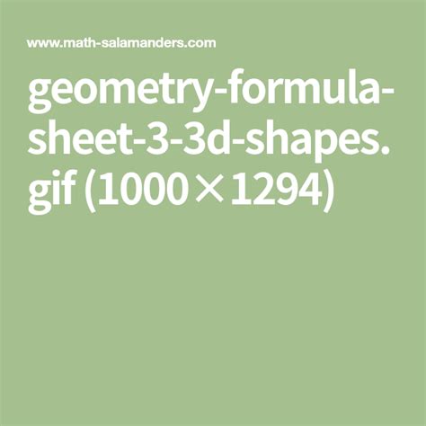 Geometry Formula Sheet 3 3d Shapes 1000×1294 Geometry Formulas
