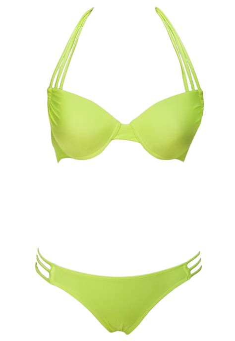 sexy halter neck strappy designed green bikini swimsuit bikinis swimwear lovelywholesale