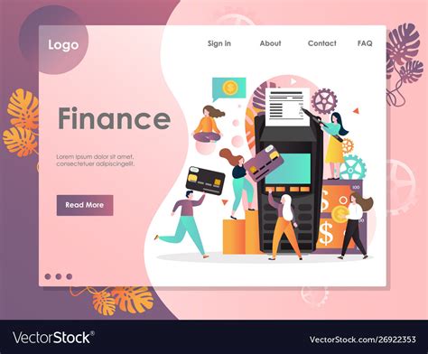 Finance Website Landing Page Design Royalty Free Vector