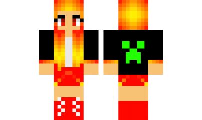 minecraft skin Fire-creeper-girl | minecraft | Minecraft girl skins, Minecraft skins, Minecraft