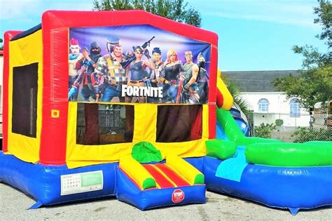 Wb107 Fortnite Multi Colored 6 In 1 Castle Dry Inflatable Combo