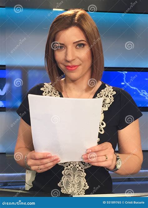 Tv Reporter At The News Desk Stock Image Image Of Headline Live