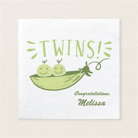 Twins Peas In A Pod Baby Shower Napkin Baby Shower