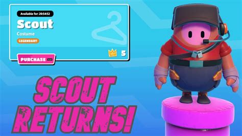 FALL GUYS SCOUT SKIN RETURNS TO THE FEATURED ITEMS SHOP SCOUT SKIN AVAILABLE ON PS AND PC