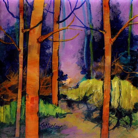 Carol Nelson Fine Art Blog Lavender Sky Mixed Media Tree Landscape