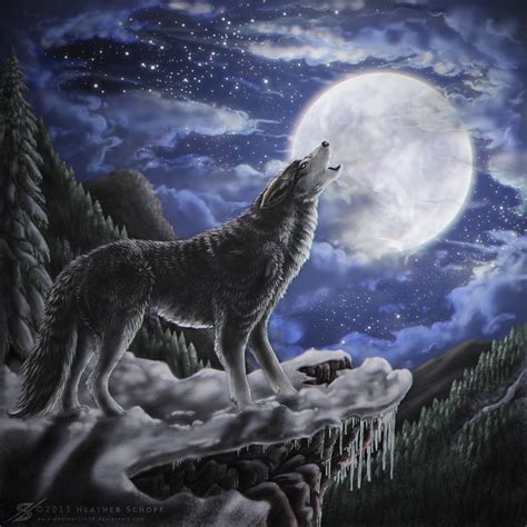 38 Wolf Full Moon Wallpaper