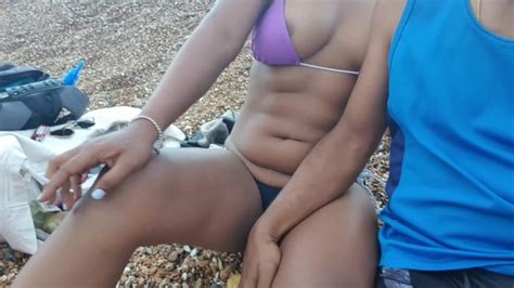 at a crowded public beach i let him touch my pussy through my bikini risky outdoor nipple