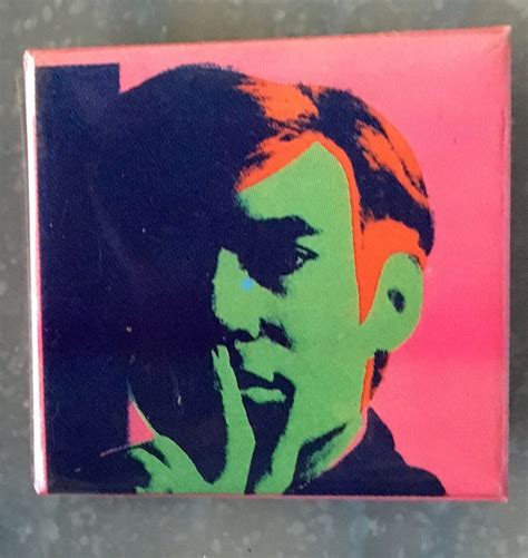 Vintage Warhol Pin Andy Self Portrait 1988 Moma Ny Vinyl Lapel Brooch