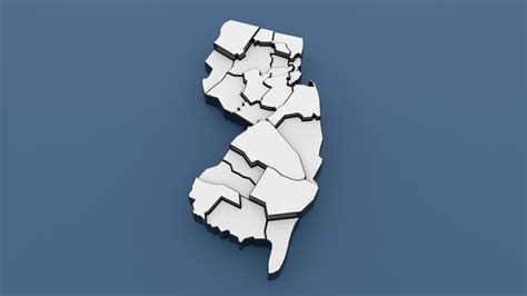 New Jersey Counties - Map Of United States Of America USA 3D Model width=