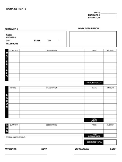 Fillable Estimate Form Fill Online Printable Fillable Blank