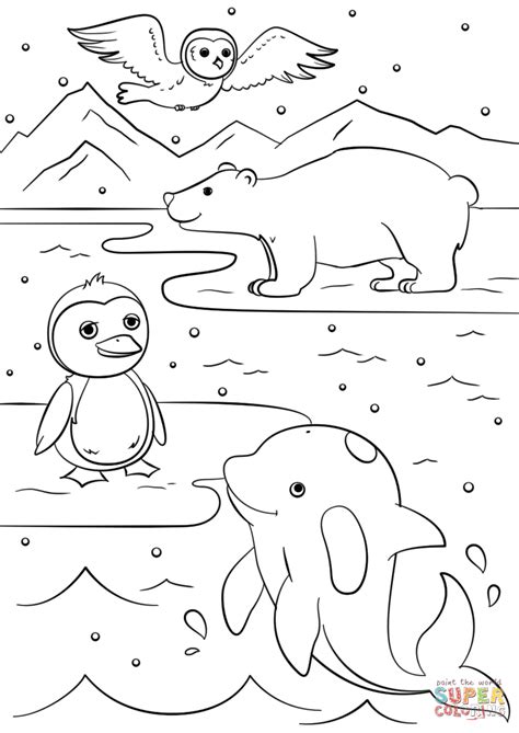 Download or print for children, 100 images. Winter Animals coloring page | Free Printable Coloring Pages