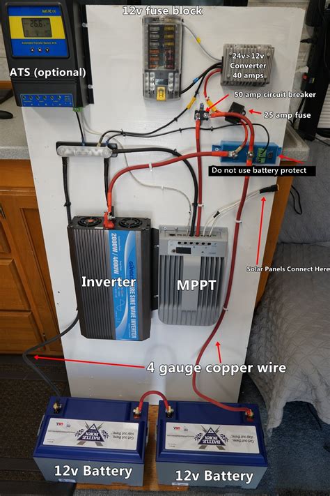 Dec 10, 2020 · this wiring diagram is for rv's with factory 50a shore power and will show you what you need to install up to 1200w solar and a 3000w inverter to your existing electrical system. 24v 24 Volt Solar Panel Wiring Diagram