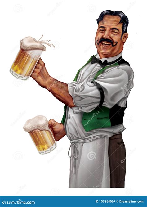 Old Style Bartender Cartoon Vector 153254067