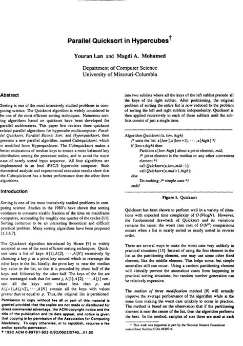 The src program is sponsored by Parallel Quicksort in hypercubes | Proceedings of the 1992 ...