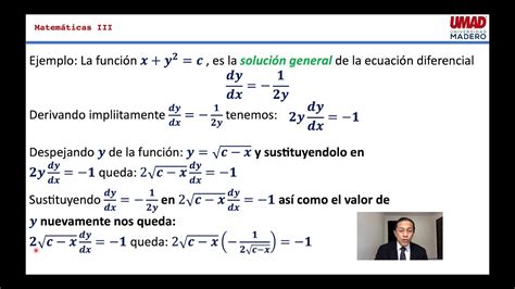 Ejemplo De Solución General De Ecuación Diferencial Youtube