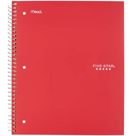 Five Star 72053 Red College Rule 1 Subject Trend Wirebound Notebook