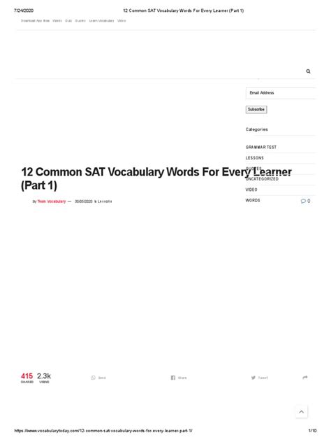 12 Common Sat Vocabulary Words For Every Learner Part 1 Pdf