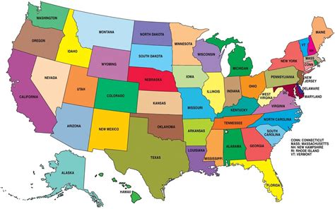 Colorear también es una forma de aprender geografía. mapa de estados unidos con division politica , muchas ...
