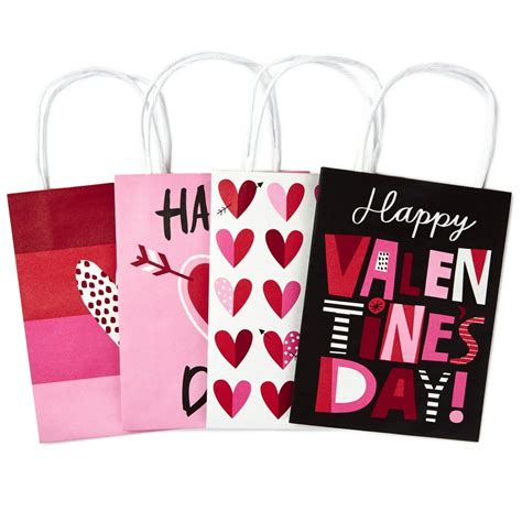 Hallmark 7 Small Valentines Day Paper T Bags Assortment Pack Of 4